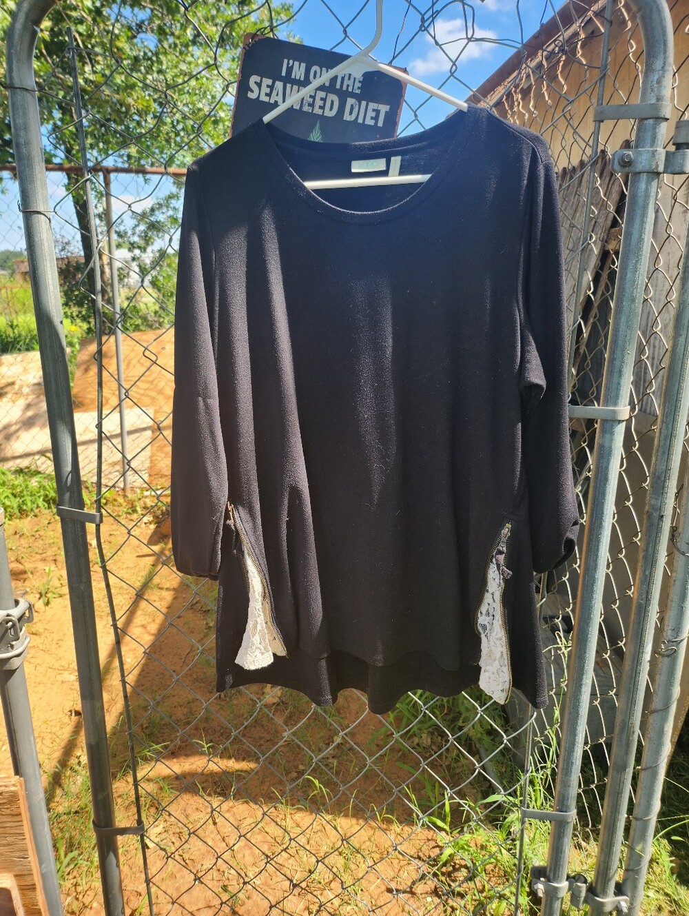 Black and cream lace large top